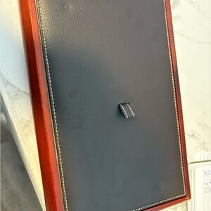 Black and Brown Leather and Wood Jewelry Box